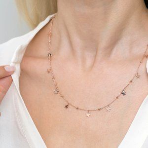 Dainty Star Necklace, Satellite Bead Chain Necklace, Housewarming Gift For WomeN